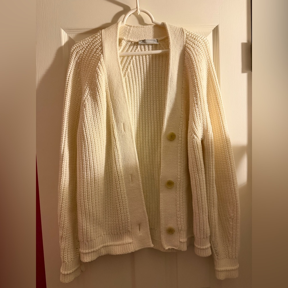 Everlane Cream Chunky Knit Button-Front Women's Sweater Cardigan